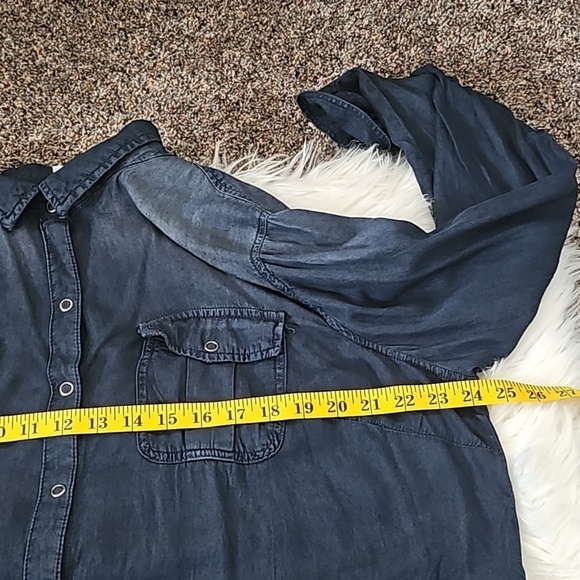 Cato Dark Chambray Snap Front Long Sleeve Blouse NWOT - Picture 14 of 14